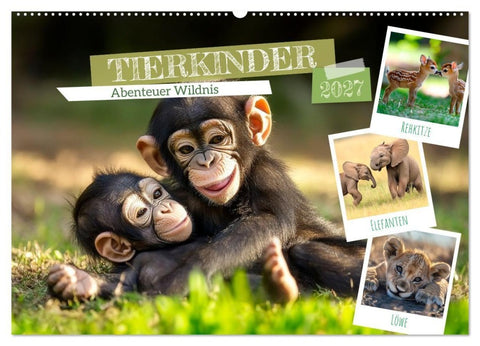 TIERKINDER Abenteuer Wildnis (Wandkalender 2027 DIN A2 quer), CALVENDO Monatskalender