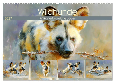 Wildhunde. Afrikas erfolgreiche Jäger (Wandkalender 2027 DIN A2 quer), CALVENDO Monatskalender