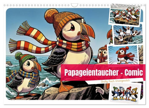 Papageientaucher - Comic (Wandkalender 2027 DIN A3 quer), CALVENDO Monatskalender