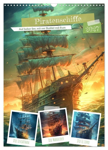 Piratenschiffe (Wandkalender 2027 DIN A3 hoch), CALVENDO Monatskalender