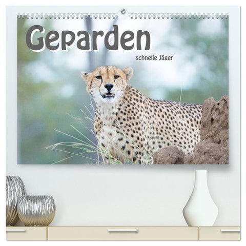 Geparden - schnelle Jäger (hochwertiger Premium Wandkalender 2027 DIN A2 quer), Kunstdruck in Hochglanz