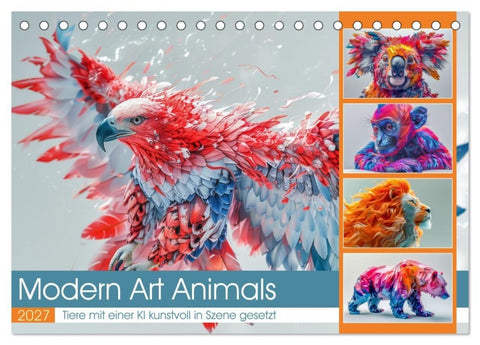 Modern Art Animals (Tischkalender 2027 DIN A5 quer), CALVENDO Monatskalender