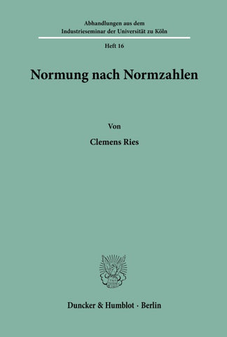 Normung nach Normzahlen.