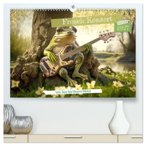 Frosch Konzert (hochwertiger Premium Wandkalender 2027 DIN A2 quer), Kunstdruck in Hochglanz