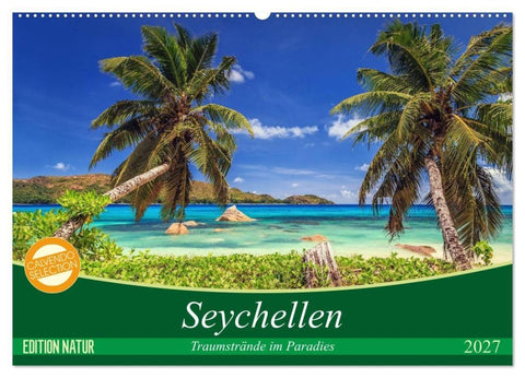 Seychellen - Traumstrände im Paradies (Wandkalender 2027 DIN A2 quer), CALVENDO Monatskalender