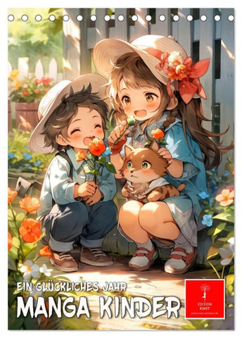 Manga Kinder - ein glückliches Jahr (Tischkalender 2026 DIN A5 hoch), CALVENDO Monatskalender