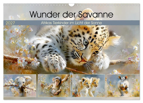 Wunder der Savanne. Afrikas Tierkinder im Licht der Sonne (Wandkalender 2027 DIN A3 quer), CALVENDO Monatskalender