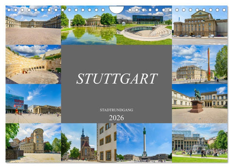 Stuttgart Stadtrundgang (Wandkalender 2026 DIN A4 quer), CALVENDO Monatskalender