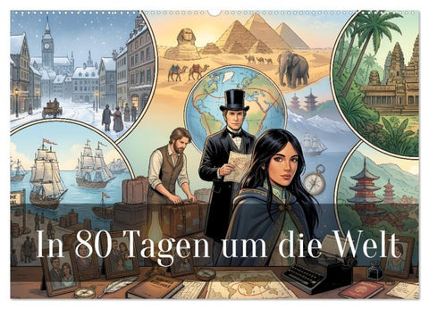 In 80 Tagen um die Welt (Wandkalender 2027 DIN A2 quer), CALVENDO Monatskalender