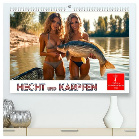 Hecht und Karpfen (hochwertiger Premium Wandkalender 2027 DIN A2 quer), Kunstdruck in Hochglanz