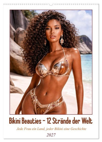 Bikini Beauties - 12 Strände der Welt (Wandkalender 2027 DIN A2 hoch), CALVENDO Monatskalender