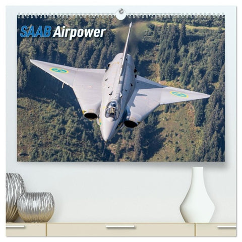 Saab Airpower (hochwertiger Premium Wandkalender 2027 DIN A2 quer), Kunstdruck in Hochglanz