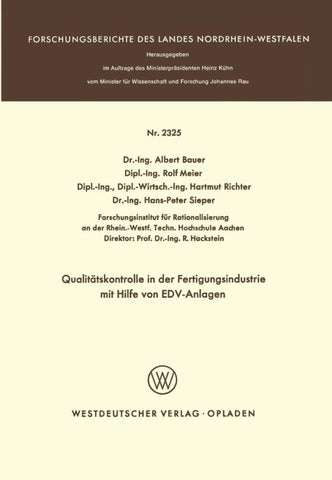 Qualitätskontrolle in der Fertigungsindustrie mit Hilfe von EDV-Anlagen