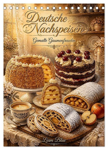 Deutsche Nachspeisen - Gemalte Gaumenfreuden (Tischkalender 2027 DIN A5 hoch), CALVENDO Monatskalender