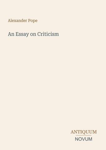 An Essay on Criticism