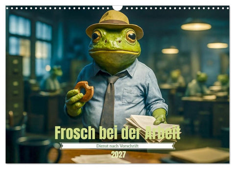 Frosch bei der Arbeit- Dienst nach Vorschrift (Wandkalender 2027 DIN A3 quer), CALVENDO Monatskalender
