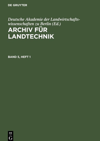 Archiv für Landtechnik. Band 5, Heft 1