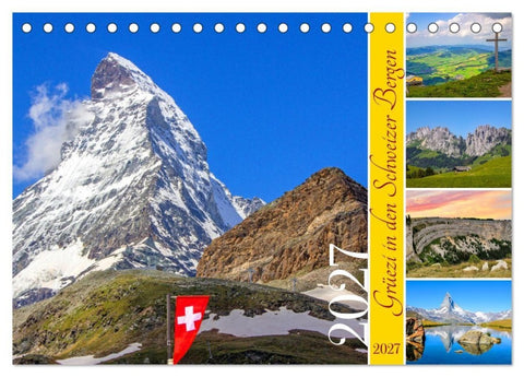 Grüezi in den Schweizer Bergen (Tischkalender 2027 DIN A5 quer), CALVENDO Monatskalender