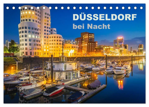 Düsseldorf bei Nacht (Tischkalender 2026 DIN A5 quer), CALVENDO Monatskalender