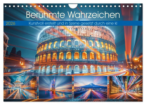 Berühmte Wahrzeichen (Wandkalender 2026 DIN A4 quer), CALVENDO Monatskalender