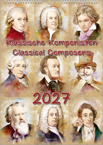 Komponisten-Kalender, ein Musik-Kalender 2027, DIN A3