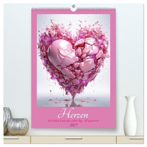 Herzen (hochwertiger Premium Wandkalender 2027 DIN A2 hoch), Kunstdruck in Hochglanz