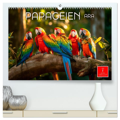 Papageien - Ara (hochwertiger Premium Wandkalender 2027 DIN A2 quer), Kunstdruck in Hochglanz