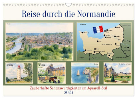 Reise durch die Normandie (Wandkalender 2026 DIN A3 quer), CALVENDO Monatskalender