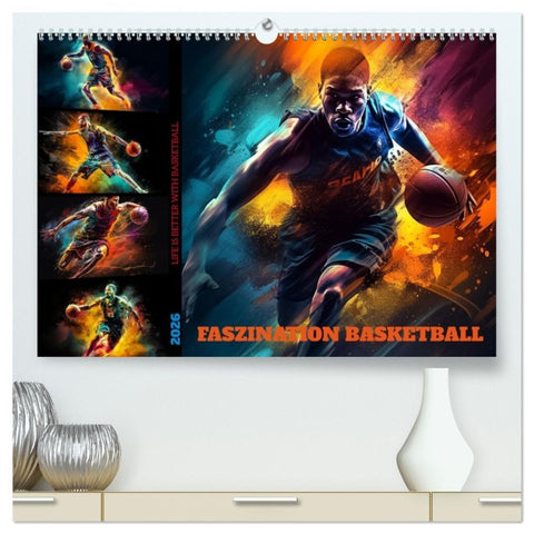Faszination Basketball (hochwertiger Premium Wandkalender 2026 DIN A2 quer), Kunstdruck in Hochglanz