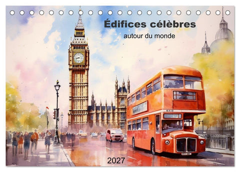 Édifices célèbres, autour du monde (Calendrier de bureau 2027 DIN A5 vertical), CALVENDO calendrier mensuel