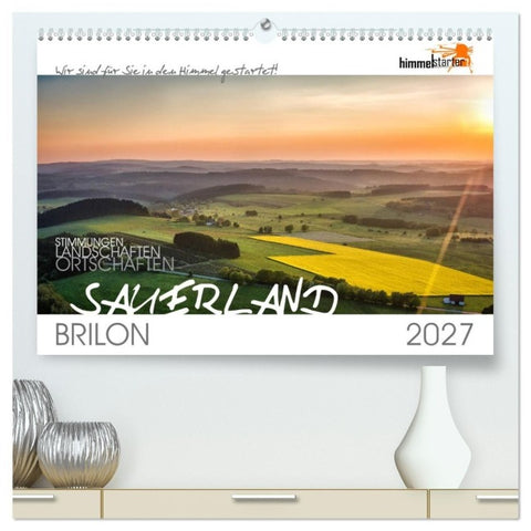 Das Sauerland bei Brilon aus der Vogelperspektive (hochwertiger Premium Wandkalender 2027 DIN A2 quer), Kunstdruck in Hochglanz