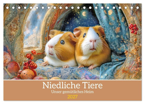 Niedliche Tiere - Unser gemütliches Heim (Tischkalender 2027 DIN A5 quer), CALVENDO Monatskalender