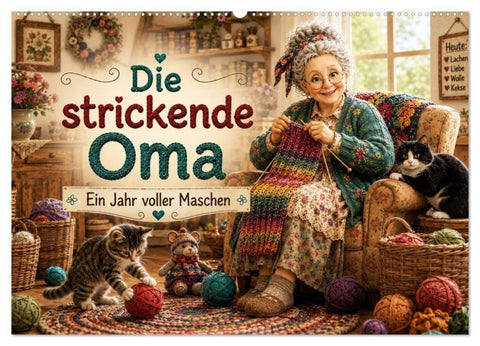 Die strickende Oma (Wandkalender 2027 DIN A2 quer), CALVENDO Monatskalender