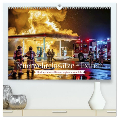 Feuerwehreinsätze - Extrem (hochwertiger Premium Wandkalender 2027 DIN A2 quer), Kunstdruck in Hochglanz