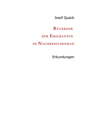 Rückkehr der Emigranten im Nachkriegsroman