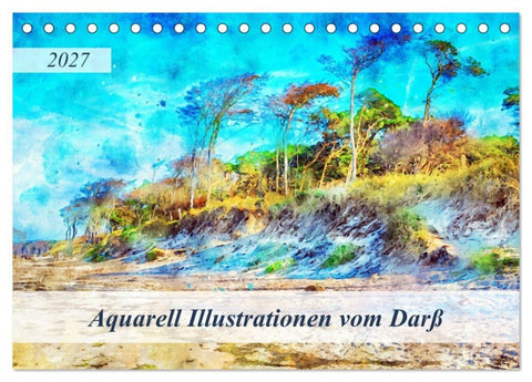 Aquarell Illustrationen vom Darß (Tischkalender 2027 DIN A5 quer), CALVENDO Monatskalender