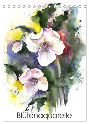 Blütenaquarelle (Tischkalender 2026 DIN A5 hoch), CALVENDO Monatskalender