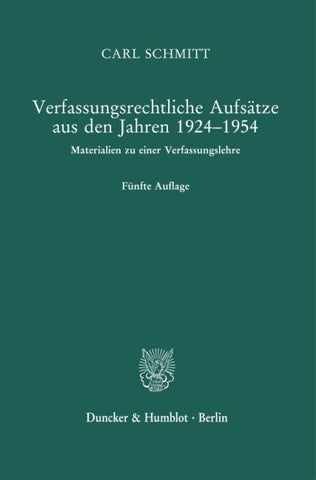 Verfassungsrechtliche Aufsätze aus den Jahren 1924–1954