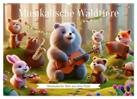 Musikalische Waldtiere (Wandkalender 2027 DIN A2 quer), CALVENDO Monatskalender