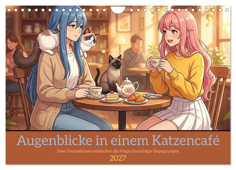 Augenblicke in einem Katzencafé (Wandkalender 2027 DIN A4 quer), CALVENDO Monatskalender