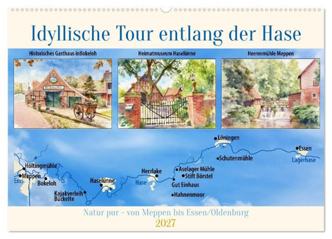 Idyllische Tour entlang der Hase (Wandkalender 2027 DIN A2 quer), CALVENDO Monatskalender