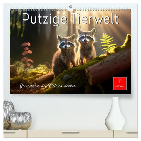 Putzige Tierwelt - gemeinsam die Welt entdecken (hochwertiger Premium Wandkalender 2027 DIN A2 quer), Kunstdruck in Hochglanz