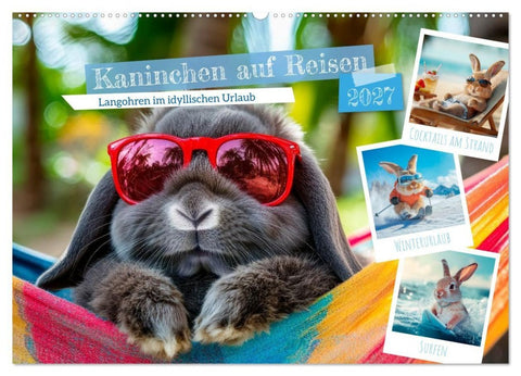 Kaninchen auf Reisen (Wandkalender 2027 DIN A2 quer), CALVENDO Monatskalender