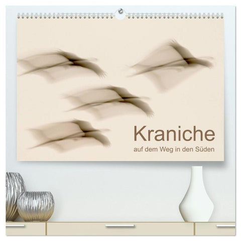 Kraniche auf dem Weg nach Süden (hochwertiger Premium Wandkalender 2027 DIN A2 quer), Kunstdruck in Hochglanz