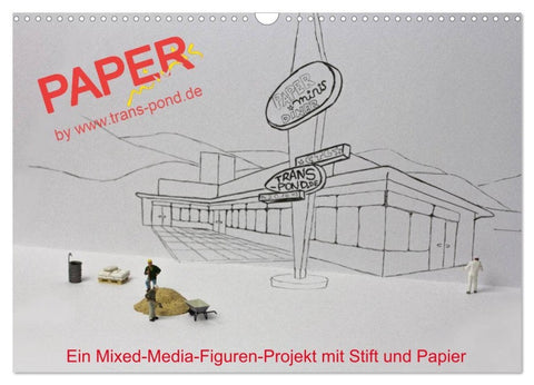 PAPERminis - Ein Mixed-Media-Figuren-Projekt mit Stift und Papier (Wandkalender 2026 DIN A3 quer), CALVENDO Monatskalender