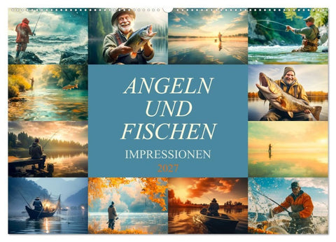 Angeln und Fischen Impressionen (Wandkalender 2027 DIN A2 quer), CALVENDO Monatskalender