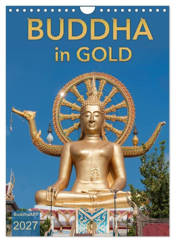 BUDDHA in GOLD (Wandkalender 2027 DIN A4 hoch), CALVENDO Monatskalender