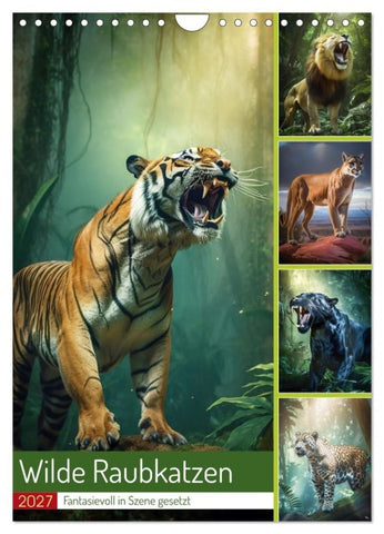 Wilde Raubkatzen (Wandkalender 2027 DIN A4 hoch), CALVENDO Monatskalender