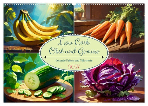 Low Carb Obst und Gemüse (Wandkalender 2027 DIN A2 quer), CALVENDO Monatskalender