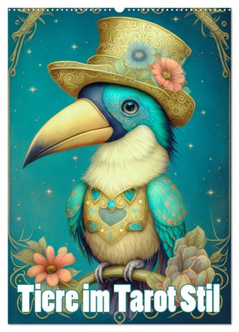 Tiere im Tarot Stil (Wandkalender 2026 DIN A2 hoch), CALVENDO Monatskalender